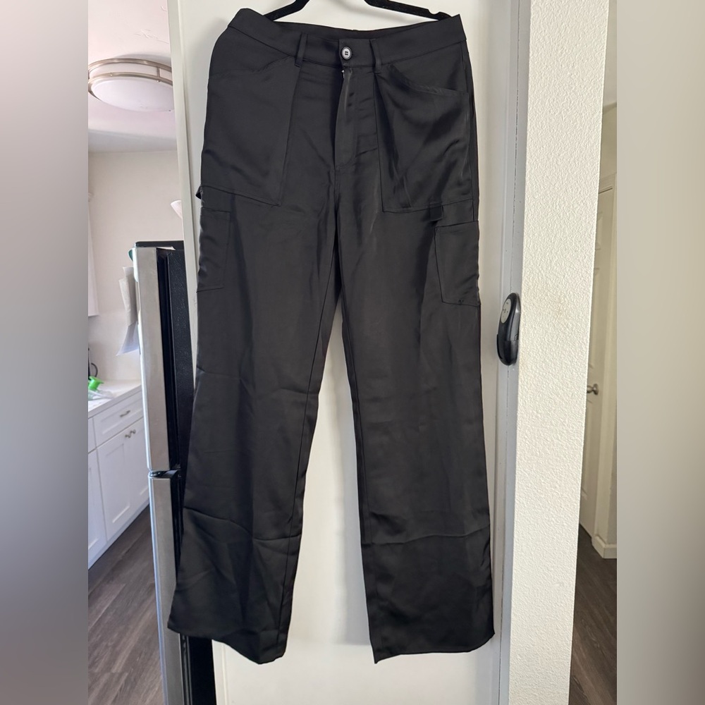 Satin Cargo Pants